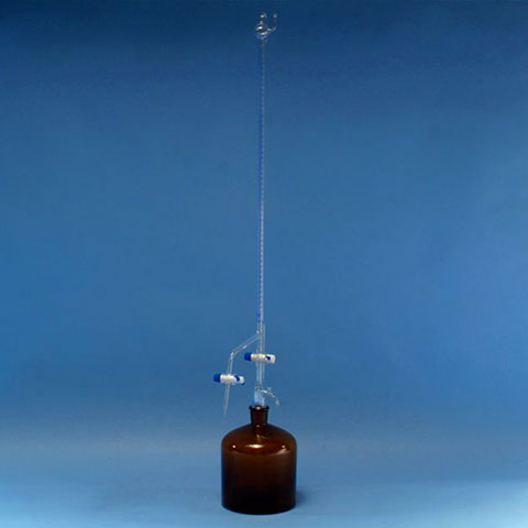 Otomatik büret depolu iki PTFE musluklu pyrex duran borosilikat İLDAM 01-223