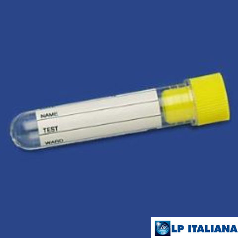Plastik Test Tüpü Dibi Yuvarlak Steril Etiketli Hacim 3 ml PS 12x56 mm LP Italiana L117118